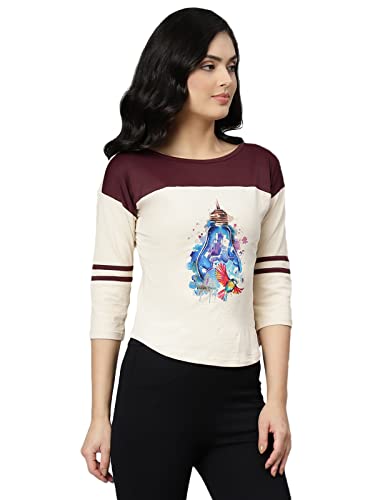 Image of OM SAI LATEST CREATION Women's New 3D Printed Lycra 3 /4 Sleeve Regular Fit Office wear,Casual wear Western Top