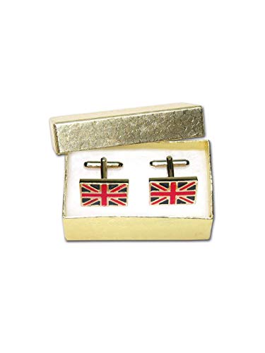 Mancuernillas para hombre tono oro bandera británica miniatura 2