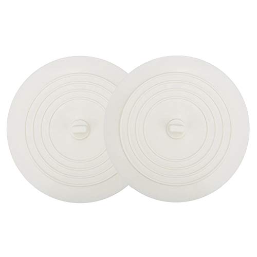 V-TOP Tub Stopper 2 Pack, 6 inches Large Silicone Drain Plug Hair Stopper Flat Suction Cover for Kitchen Bathroom and Laundry (White)