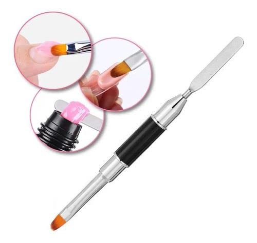 Pincel Espátula, 2 in 1, Unhas, Polygel, Ponta Dupla, Profissional, Acrigel, F1, Alongamentos de Unh