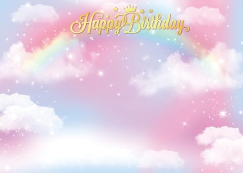 Princess Birthday Backdrop Girls 1st 2nd Happy Birthday Party Backdrop Princess Dream Castle Fairy Tale Party Photography Decoration Background 7x5ft