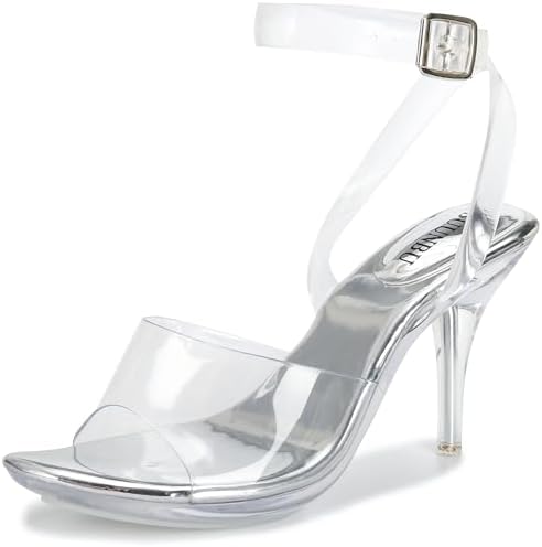 NBUUNBU Clear Heels For Women Transparent Strappy Platform Sandals Ankle Strap High kitten Heel Sexy Slingback Stiletto Comfortable Dress Shoes Open Toe Slip On Mules Pump | Image 1