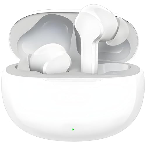 Image of Real Me T110 Buds | 50dB Active Noise Cancellation, Hi-Res LHDC Audio, 12.4mm Dynamic Bass Driver, 6 Mic Clear Voice Calls, 51,IP55 Waterproof,TWS for Apple & Android (T110, Moonlight White)