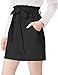 KANCY KOLE Paperbag Skirt for Women Casual High Waist Short Skirt Ruffled Waist Work Skirts Black