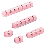 Cord Holder Cable Organizer Clips – Self Adhesive Cord Organizer for Desk, Car, Nightstands, Office, Pink Silicone Cord Keeper Cable Clips Wire Holders for Charger Cords (7-5-3-1-1 Slots)