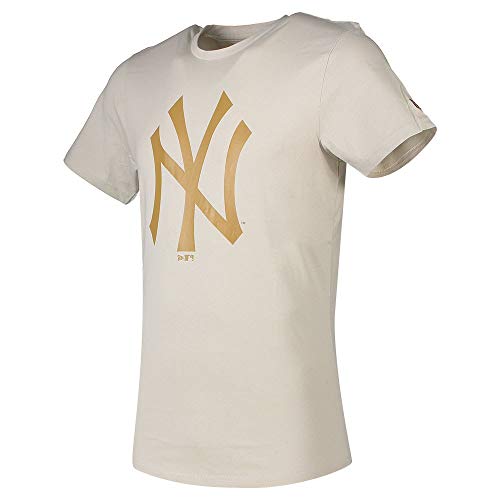 New Era Herren Herren T-Shirt MLB Seasonal Team Logo New York Yankees Stone T-Shirt, Med Beige, XS, 12033497