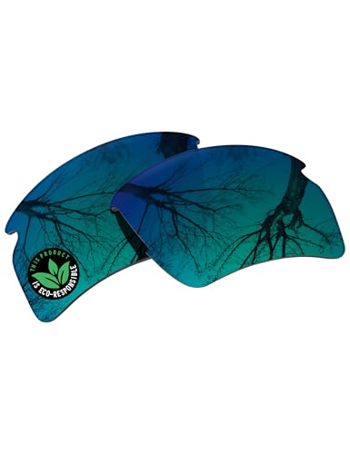 Image of Raydi Polycarbonate Replacement Lenses & Rubber Kits for Oakley Flak 2.0 S OO9511 Rectangular Sunglasses - Emerald Green Mirror - Polarized