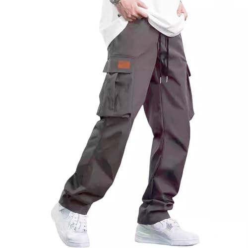 Men's Casual Cargo Pants Workout Joggers Stretch Sweatpants Drawstring Tactical Pants with Multi Pockets3