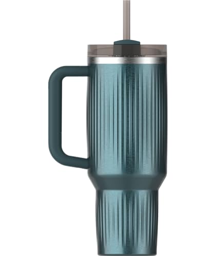 Image of STANLEY Quencher H2.0 Tumbler with Handle and Straw 40 oz | Flowstate 3-Position Lid | Cup Holder Compatible for Travel | Insulated Stainless Steel Cup | BPA-Free | Fluted Marina Shine