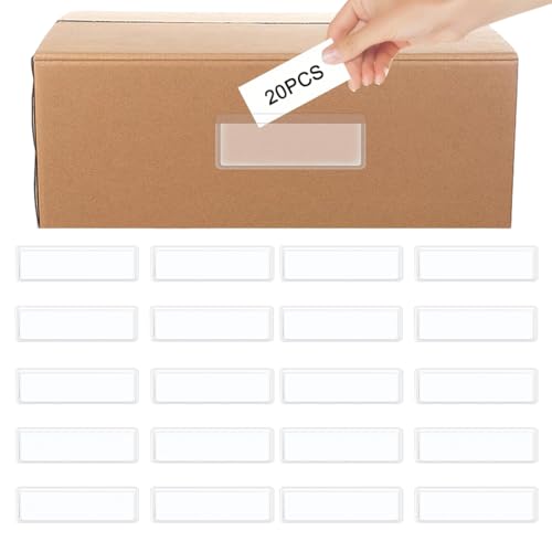 Lot de 20 porte-étiquettes autocollantes avec carte vierge,Avec étiquettes nominatives pour étagères, boîtes aux lettres, dossiers,...