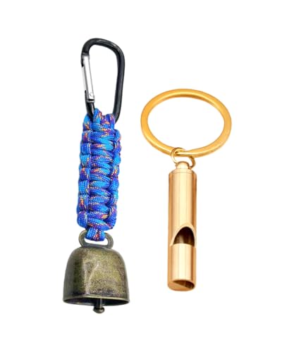 KGDUYC Juego de 2 Piezas Campana de Oso y Silbato, Emergencia Mosquetón de Campanas de Oso para Senderismo Camping al Aire Libre Pesca Escalada Bicicleta de Montaña Supervivencia