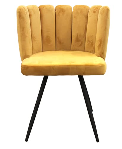 LOT DE 2 CHAISES ARIEL VELOURS JAUNE M2 - vue 6