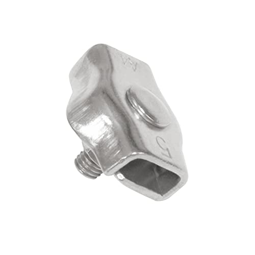 Amig - Pack de 2 Sujetacables Planos Simples de Acero Inoxidable Mod.30105 para Aparejar Cuerdas, Cables o Alambres Metálicos, Perrillos o Abrazaderas Ajustables de Tuerca, Plateado, Medida: Ø 3 mm
