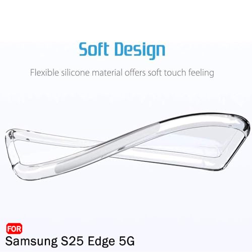 Image of TheGiftKart Back Cover Soft Case for Samsung Galaxy S25 Edge 5G | Best Camera Protection | Inbuilt Dust Plugs & Anti-Slip Grip | Ultra Clear Slim Back Cover Case (Silicone, Transparent)