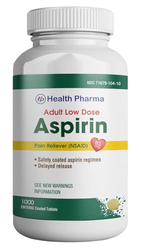 Aspirin 81 mg (1000 Enteric Coated Tablets) | Adult Low Dose Strength Pain Reliever (NSAID) | Safe Pain Relief for Minor Aches and Pain | Value Pack Generic