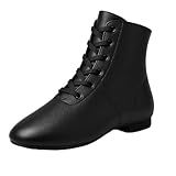 Damen Jazz Tanzschuhe: Hoch Schnür Tanzstiefel - Flache Leder Jazzschuh für Frauen Mädchen Kinder für Anfänger Showtanztauglich (Schwarz, Erwachsene, 40, Numerisch, EU Schuhgrößensystem, M)