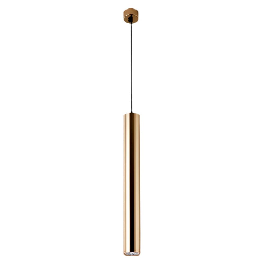 Suspension nordique cylindre en aluminium brossé et éclairage LED