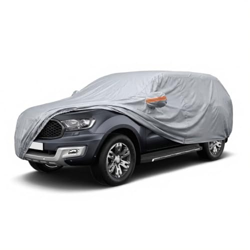 Image of myTVS 100% Waterproof Car Body Cover for Ford Endeavour - Custom-Fit, Double-Layer, UV & Dust Proof, Mirror Pockets & Elastic Clip Lock (CSK 11)