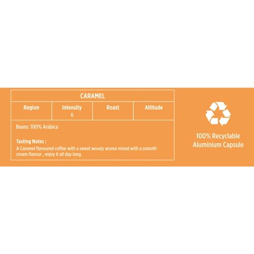 Image of Fresh Brew Co. Caramel | Intensity 6 Coffee Capsules | 10 Aluminium Capsules | Nespresso Compatible | Indulge in Sweet, Creamy Caramel Flavor for a Delightful Coffee Experience