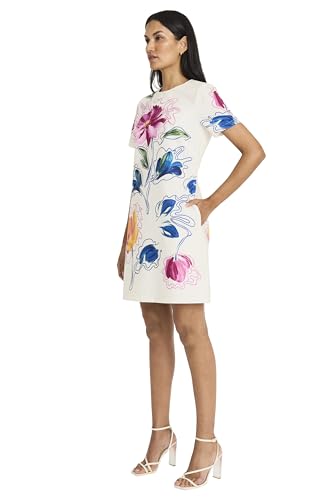 Maggy London Women's Elegant Short Sleeve Shift Pockets-Premium Cotton Poplin Cocktail Wedding Guest Above Knee Summer Dress2