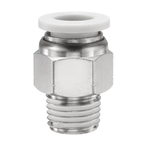 QUARKZMAN Rácon De Conexión Por Presión 3/8' Tubo OD X 1/4' Roscado NPT Macho Unión Recta Rácon De Cobre Para Sistema De Frenos De Aire De Remolques De Camiones Semirremolques Blanco