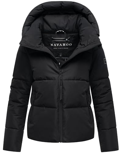 Navahoo Damen Winterjacke warme Steppjacke mit abnehmbarer Kapuze Frostherz XIV Black Gr. XL