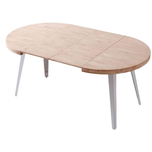 Miroytengo Mesa Salón Comedor Redonda Extensible Bali Color Roble Nordish y Blanco 76x100-180x100 cm