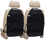 Viaviat Car Seat Protector Large Kick Mat 2 Pack Durable Water Resistant Auto Seat Back Covers with 2 Mesh Pockets Protection Against Dust Mud Scratches (Black, 2-Pack)