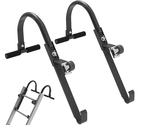 Adamoss Roof Ladder Hook with Wheel Heavy Duty Ladder Stabilizer Roof Ridge Extension Rubber Grip T-Bar for Damage Prevention lock jaw ladder Grip Fast & Easy to Access Steep Roofs(Patent) Black