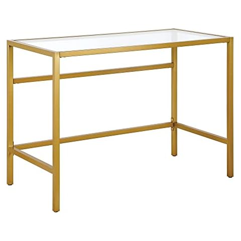 Henn&Hart 42" Writing Desk in Brass Cover
