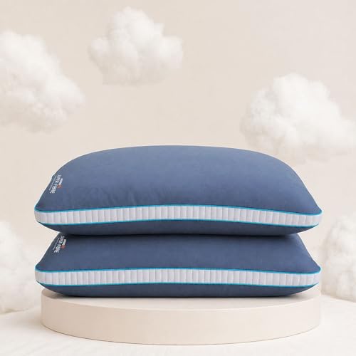 Image of Springfit Hypoallergenic Super Fibre Soft Pillow (17x27 Inch-Pack of 2) Blue