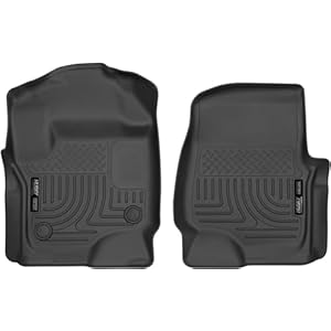 Husky Liners Weatherbeater Floor Mats | Fits 2017-2025 Ford F-250/F-350/F-450 SUPERCREW & SUPERCAB ONLY with Factory Carpet | Front Row, 2-pc Black – 13301
