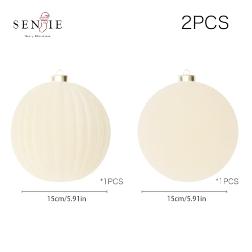 Image of 6inch Big Velvet Christmas Ornaments for Xmas Trees, 2 pcs Flocked Christmas Balls Sets for Holiday Decor