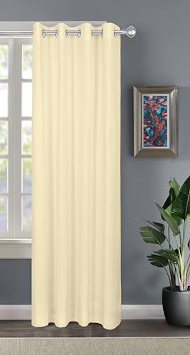 Image of THE LINEN COMPANY Cotton Room Darkening Curtain, Light Blocking Curtain 10 feet with Eyelet Rings for Long Door 1 Pcs Set for Living Room, Bedroom (4.5ft x 10ft, Butter Cream)