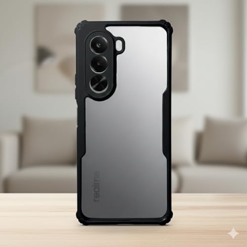 Image of Mobile Back Cover Black Border Transparent Back Cover for Realme P4X 5G | Soft TPU | Shockproof | Camera Protection