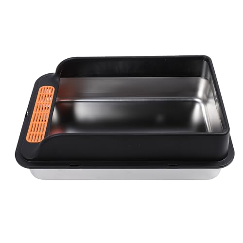 Caja de para Gatos con Entrada Superior de Gran Capacidad, Bandeja de Metal de Acero Inoxidable con Tapete a Prueba de Fugas, Minimiza la Dispersión de, Mantiene el Hogar (Extra