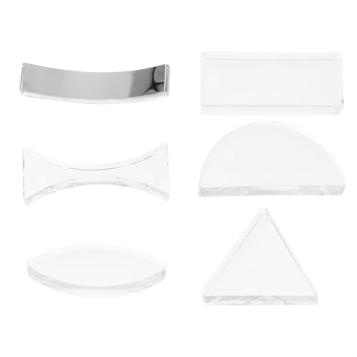 Image of iplusmile 6Pcs Optical Lens Kit for Physics Teaching - Includes Convex and Concave Lenses, Prisms, and Optical Accessories for Education and Experiments