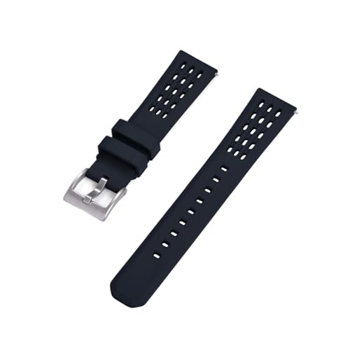 [KKTHRFFKK] Porous Structure Quick Release Fluorine Rubber Watch Strap 20mm 22mm New Band(Black 1,20mm)