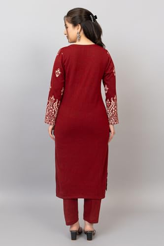 Image of HIFZAA Woollen Winter wear Kurti Palazo Set for Womens Warm Kurta Suit for Ladies Pure Wool M to 4XL