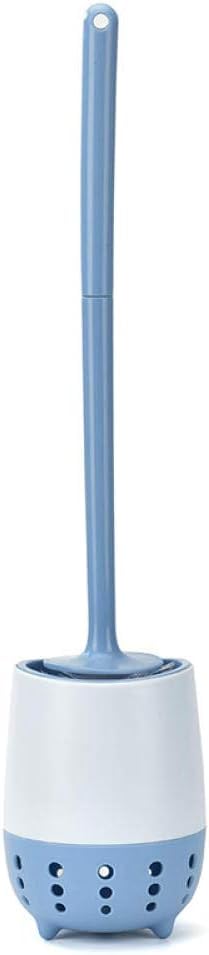 Image of Silicone Toilet Brush | Wall Mounted Toilet Cleaning Brushes |Brushes for Bathroom Cleaning Japanese Modern with Soft Bristle Can Also Be Wall Hanged.with Holder (Blue)