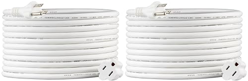 Image of Amazon Basics Extension Cord, 13 Amps, 125V, 20 Foot, White - Pack of 2