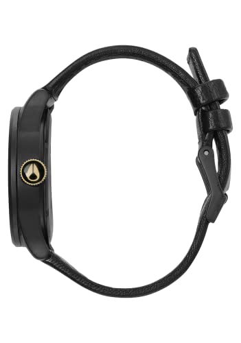 NIXON Sentry Leather A105 - Matte Black/Gold - 100m Water Resistant Men's Analog Classic Watch (42mm Watch Face, 23mm Leather Band)