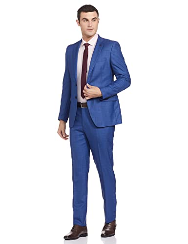 Image of Raymond Wool Blend Men's Full Sleeve Contemporary FIT Dark Blue Formal Suit