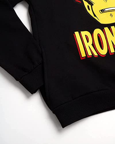 Marvel Boys' Avengers Fleece Hooded Sweatshirt – Captain America, Spider-Man, Iron Man Pullover Hoodie (Size: 2T-18), Size 5, Iron Man Big Face Black #TOP3