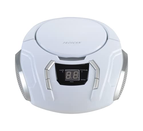 Proscan Elite Portable CD Boombox with AM/FM Radio - White - Thumbnail 2