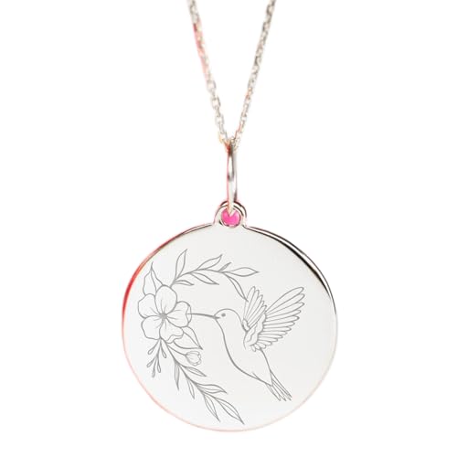 Collier pendentif pièce colibri d'exception en argent sterling 925 massif