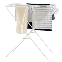 Q&H 6m Clothes Drying Rack Steel Washing Line Rail - Foldable Free Standing Clothing Dry Stand Dry Non-Slip - Indoor & Outdoor Horse Clothes Dryer - Strong Laundry Racks Sturdy Big Airer 79x40x82 cm