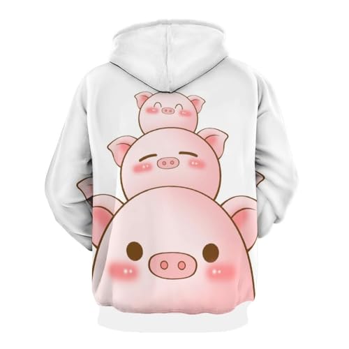 Sweat à capuche cochon unisexe UMENG pull rose taille S - 3