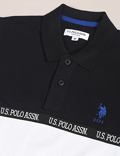 Image of U.S. POLO ASSN. Solid Slim Fit Polo T Shirts for Men - 100% Cotton, Half Sleeves Mens Tshirt - XL, Black and White