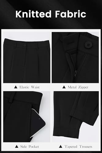 CFLONGE Women's Summer High Waisted Pants for Women 2025 Casual Ankle Length Pant for Work Office Trouser Slacks with Pockets3